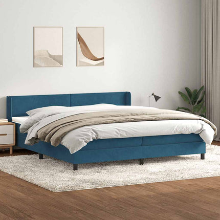 Giroletto a Molle con Materasso Blu Scuro 180x210 cm in Velluto