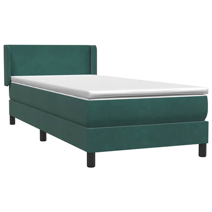 Giroletto a Molle con Materasso Verde Scuro 80x220 cm Velluto
