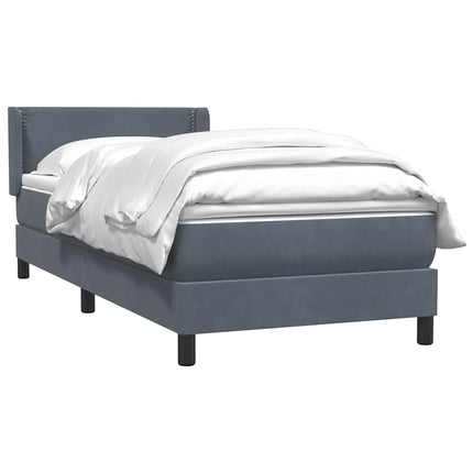 Giroletto a Molle con Materasso Grigio Scuro 90x210 cm Velluto