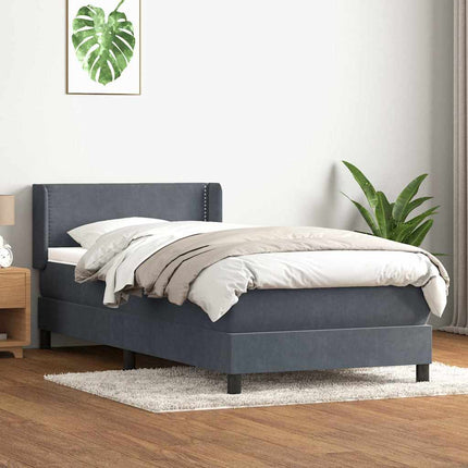 Giroletto a Molle con Materasso Grigio Scuro 90x210 cm Velluto