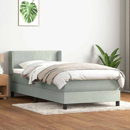 Giroletto a Molle con Materasso Grigio Chiaro 100x210cm Velluto
