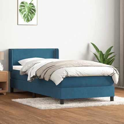 Giroletto a Molle con Materasso Blu Scuro 100x210 cm in Velluto