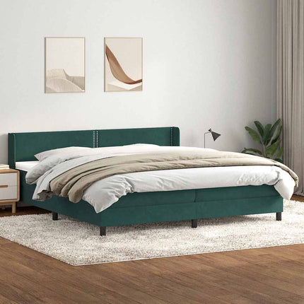 Giroletto a Molle con Materasso Verde Scuro 180x210 cm Velluto