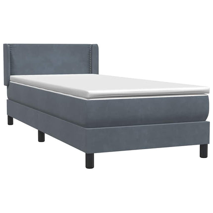 Giroletto a Molle con Materasso Grigio Scuro 80x220 cm Velluto