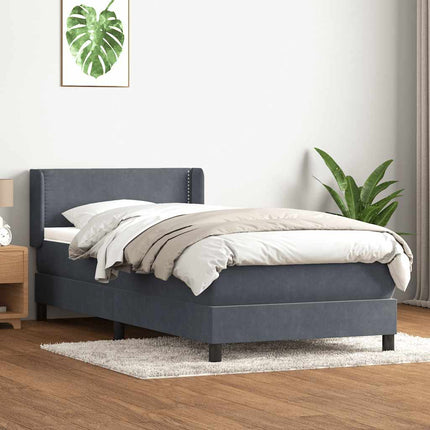 Giroletto a Molle con Materasso Grigio Scuro 80x220 cm Velluto