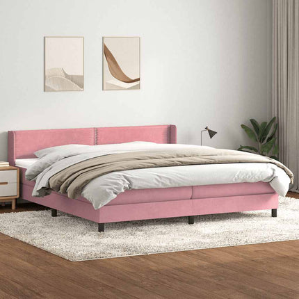Giroletto a Molle con Materasso Rosa 200x220 cm in Velluto