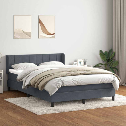 Giroletto a Molle con Materasso Grigio Scuro 140x210 cm Velluto