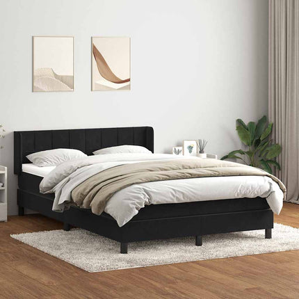 Giroletto a Molle con Materasso Nero 140x210 cm in Velluto