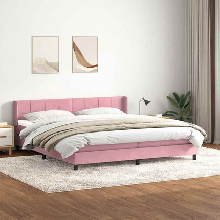 Giroletto a Molle con Materasso Rosa 180x210 cm in Velluto