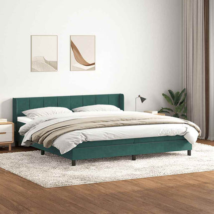 Giroletto a Molle con Materasso Verde Scuro 200x210 cm Velluto