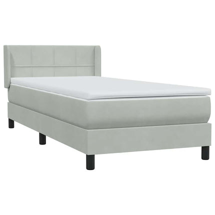 Giroletto a Molle con Materasso Grigio Chiaro 90x220 cm Velluto