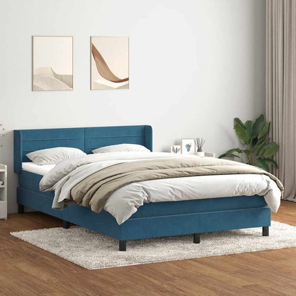 Giroletto a Molle con Materasso Blu Scuro 140x210 cm in Velluto
