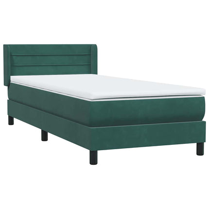 Giroletto a Molle con Materasso Verde Scuro 80x220 cm Velluto