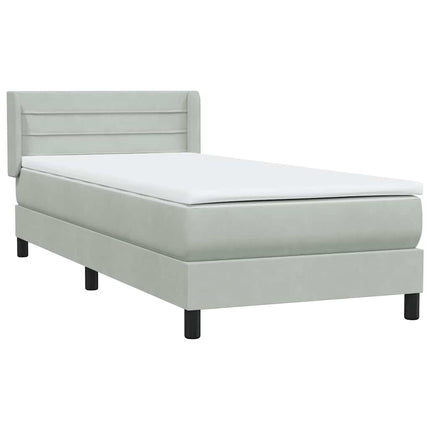 Giroletto a Molle con Materasso Grigio Chiaro 90x220 cm Velluto