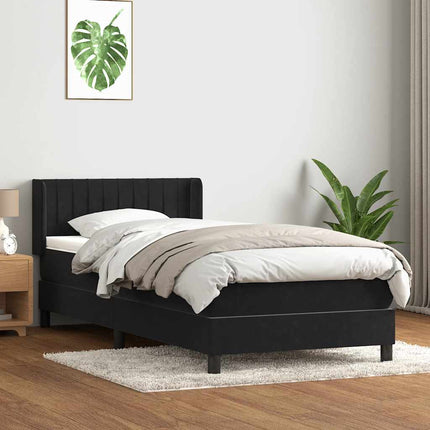 Giroletto a Molle con Materasso Nero 90x210 cm in Velluto