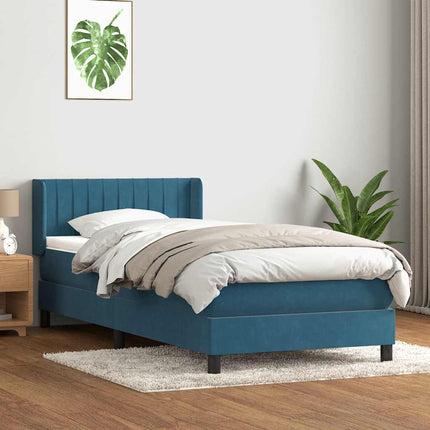 Giroletto a Molle con Materasso Blu Scuro 90x210 cm Velluto