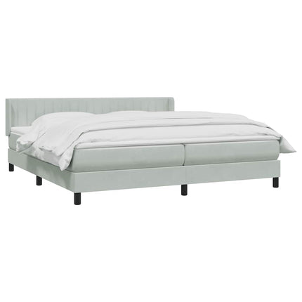 Giroletto a Molle con Materasso Grigio Chiaro 180x210cm Velluto