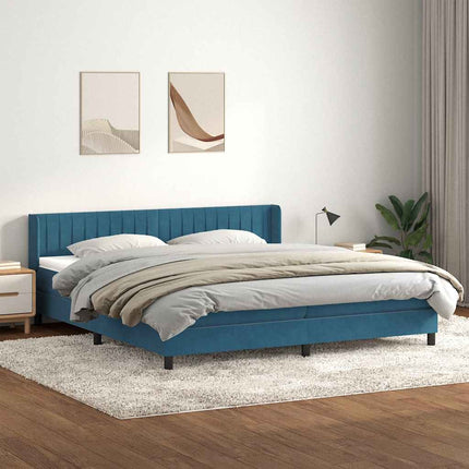 Giroletto a Molle con Materasso Blu Scuro 200x210 cm in Velluto