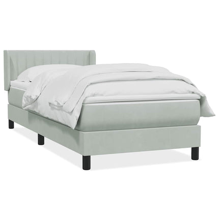 Giroletto a Molle con Materasso Grigio Chiaro 80x220 cm Velluto