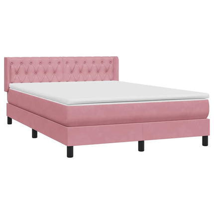 Giroletto a Molle con Materasso Rosa 160x210 cm in Velluto