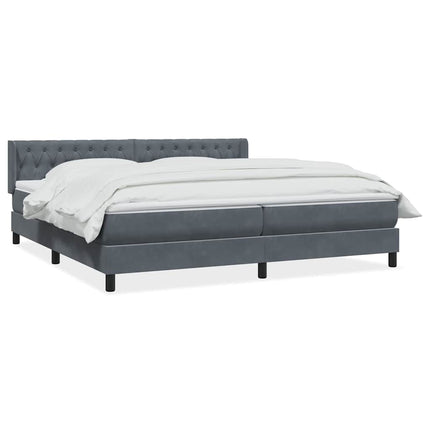 Giroletto a Molle con Materasso Grigio Scuro 180x210 cm Velluto