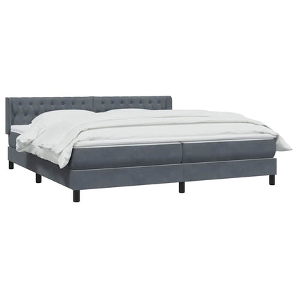 Giroletto a Molle con Materasso Grigio Scuro 180x210 cm Velluto