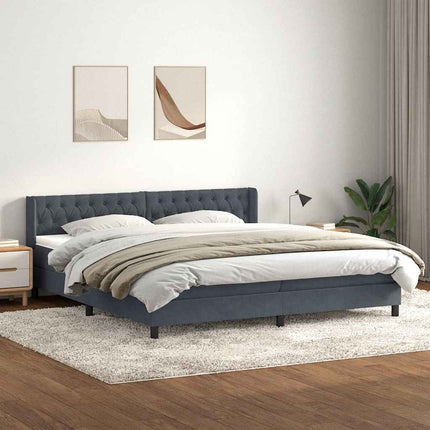 Giroletto a Molle con Materasso Grigio Scuro 180x210 cm Velluto