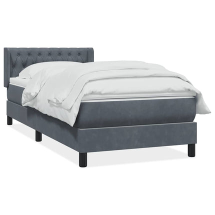 Giroletto a Molle con Materasso Grigio Scuro 100x220 cm Velluto