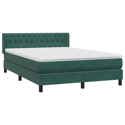 Giroletto a Molle con Materasso Verde Scuro 140x220 cm Velluto