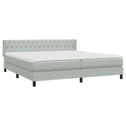 Giroletto a Molle con Materasso Grigio Chiaro 180x220cm Velluto