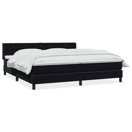 Giroletto a Molle con Materasso Nero 180x220 cm in Velluto