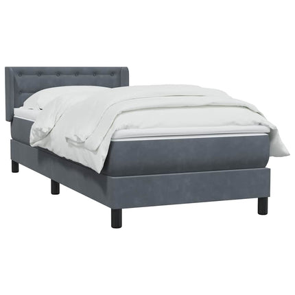 Giroletto a Molle con Materasso Grigio Scuro 90x210 cm Velluto