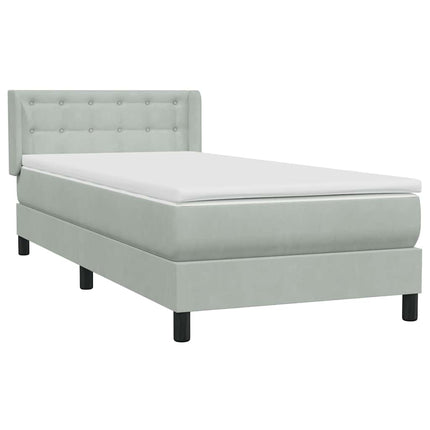 Giroletto a Molle con Materasso Grigio Chiaro 100x210cm Velluto
