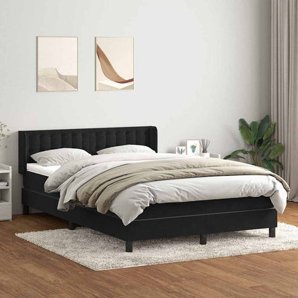 Giroletto a Molle con Materasso Nero 160x210 cm in Velluto