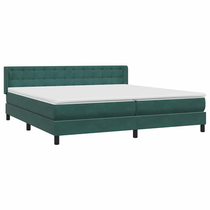 Giroletto a Molle con Materasso Verde Scuro 180x210 cm Velluto