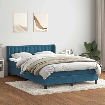 Giroletto a Molle con Materasso Blu Scuro 160x220 cm in Velluto