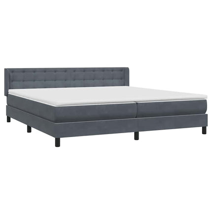 Giroletto a Molle con Materasso Grigio Scuro 180x220 cm Velluto