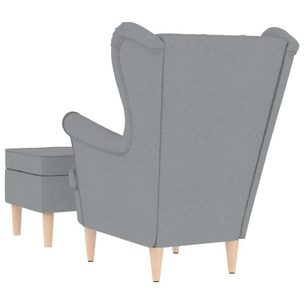 Poltrona con Poggiapiedi Grigio Chiaro in Tessuto