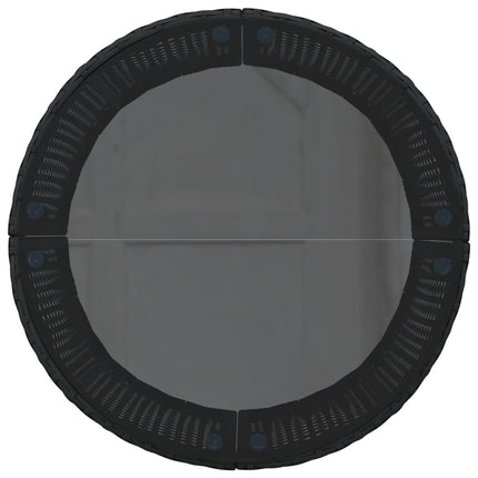 Divano Giardino con Tavolo e Cuscini Circolare Nero Polyrattan