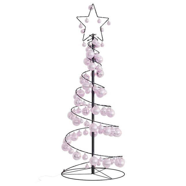 Albero di Natale a LED con Palline 80 LED Bianco Caldo 120 cm