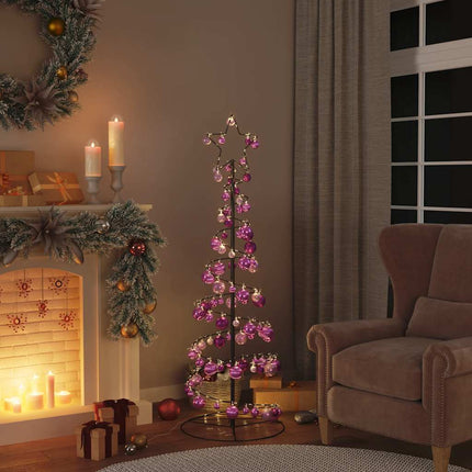Albero di Natale a LED con Palline 100 LED Bianco Caldo 150 cm