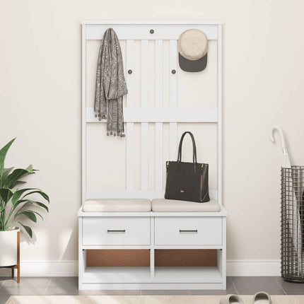 Albero da Ingresso SANDENS Bianco 87x40x159,5 cm Legno di Pino
