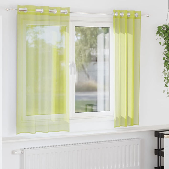 Tende in Voile con Occhielli 2 pz Verde Mela 140x140 cm