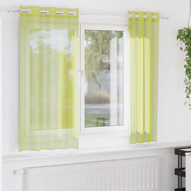 Tende in Voile con Occhielli 2 pz Verde Mela 140x175 cm