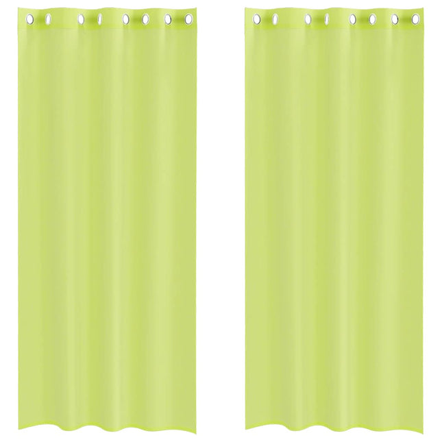 Tende in Voile con Occhielli 2 pz Verde Mela 140x225 cm