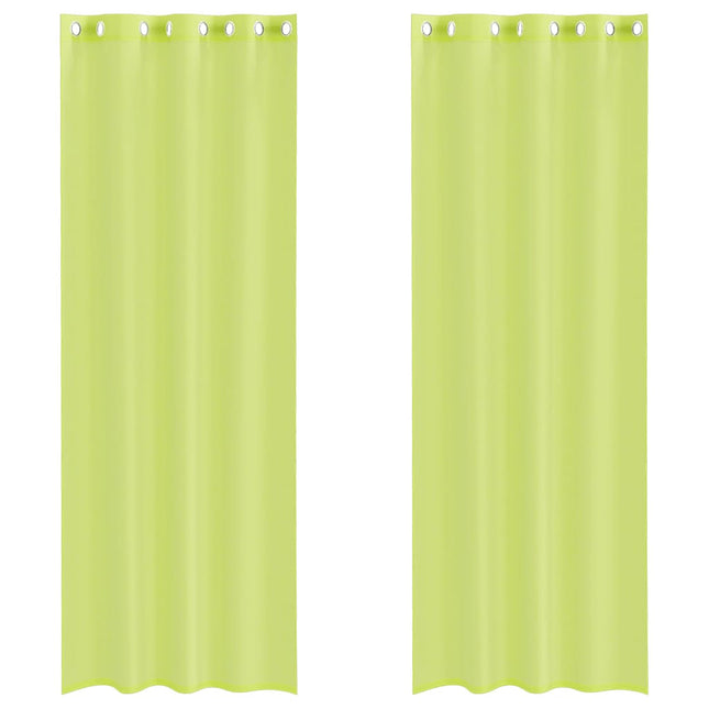 Tende in Voile con Occhielli 2 pz Verde Mela 140x260 cm