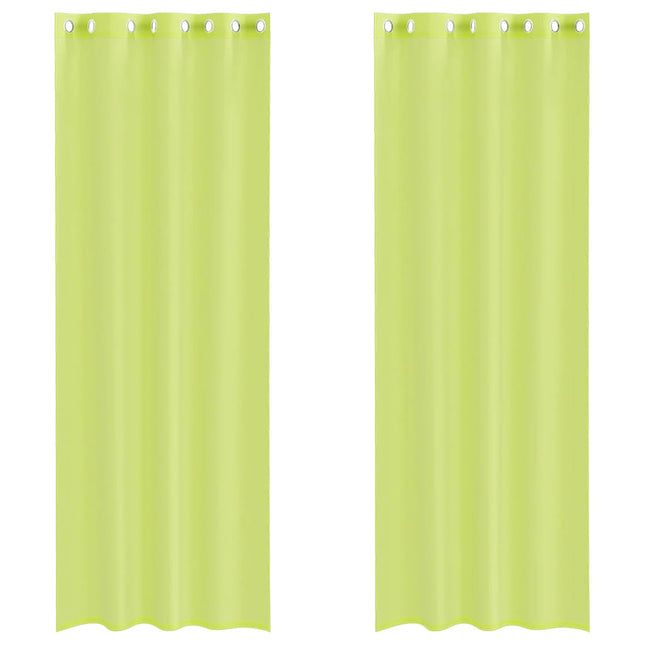 Tende in Voile con Occhielli 2 pz Verde Mela 140x300 cm