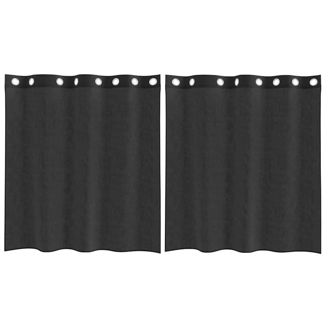 Tende in Voile con Occhielli 2 pz Nero 140x140 cm