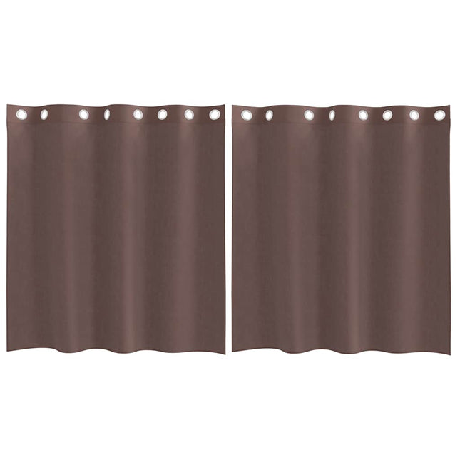 Tende in Voile con Occhielli 2 pz Marrone 140x140 cm