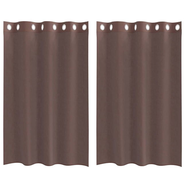 Tende in Voile con Occhielli 2 pz Marrone 140x175 cm